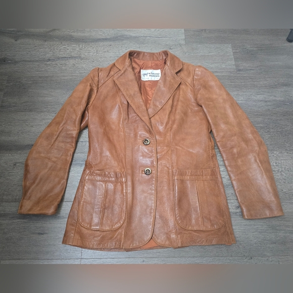 Sheep Mates Jackets & Blazers - Sheep Mates Leather Womens Blazer Heritage Cottagecore Cabincore Streetwear